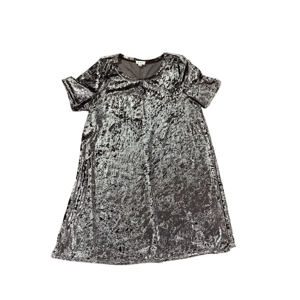 POL Crushed Velvet Lavender Gray size M short sleeve mini‎ shirt dress